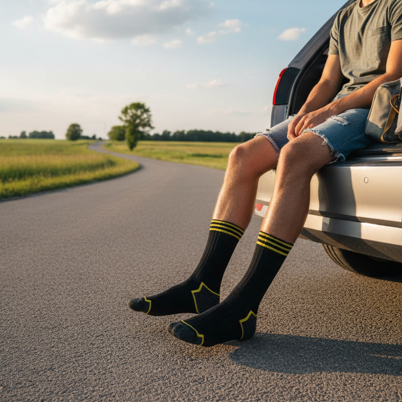 Full Terry Crew Socks-Black Carnival Pack of 6