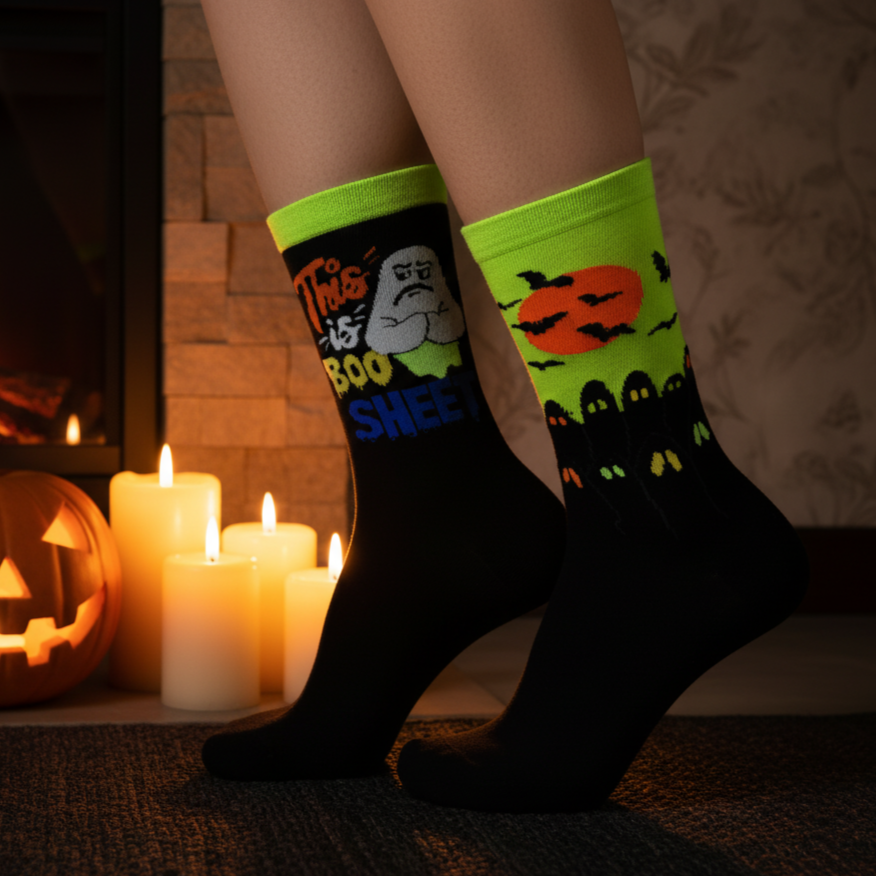 Neon Trick or Boo - Design Halloween Socks
