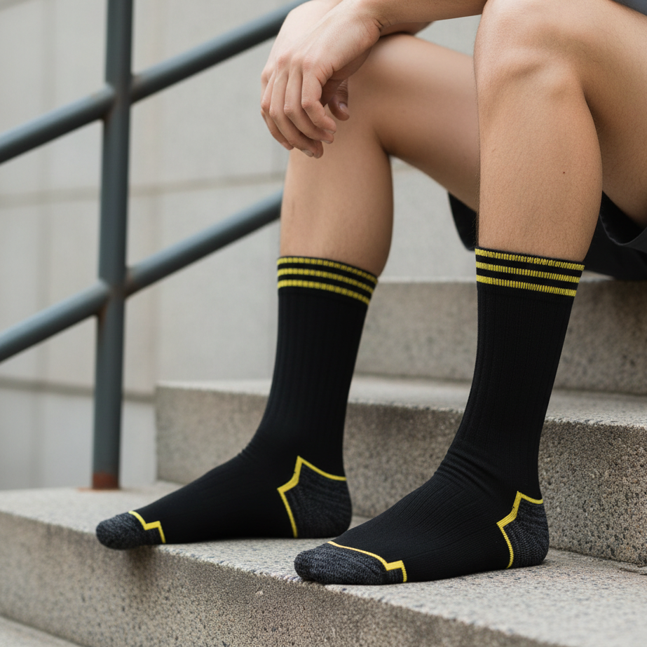 Full Terry Crew Socks-Black Carnival Pack of 6