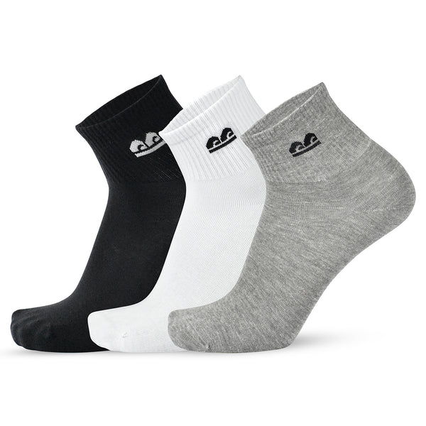 Rib Men Ankle Socks- Black/Grey/White (3 Pair)