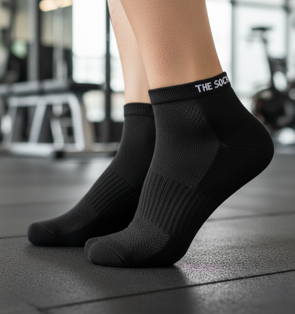 Sports Running Ankle Socks-Black Pack of 3
