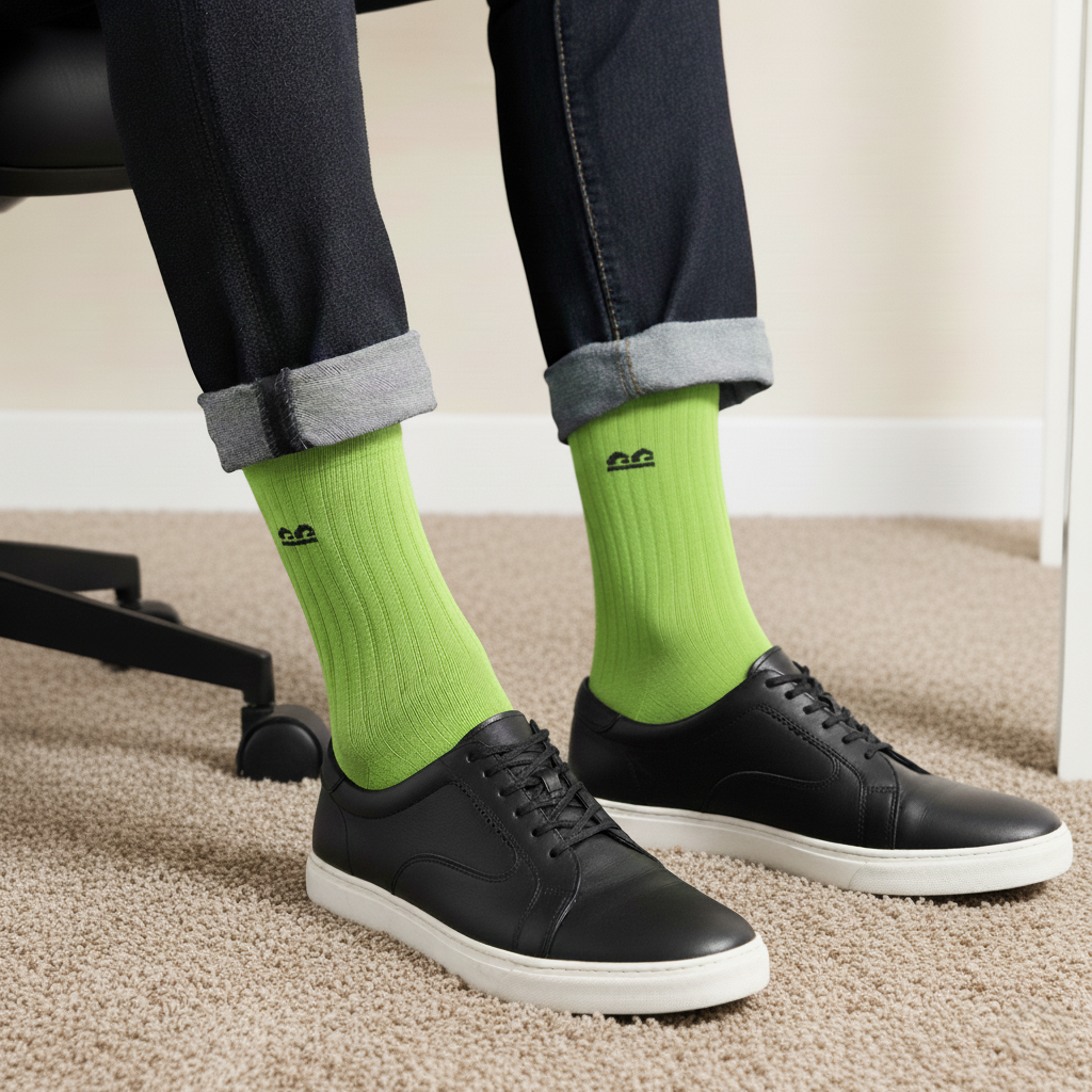 Lime green formal crew socks-Multicolor pack of 3 from The Sock Street. Crafted for comfort and durable daily wear.