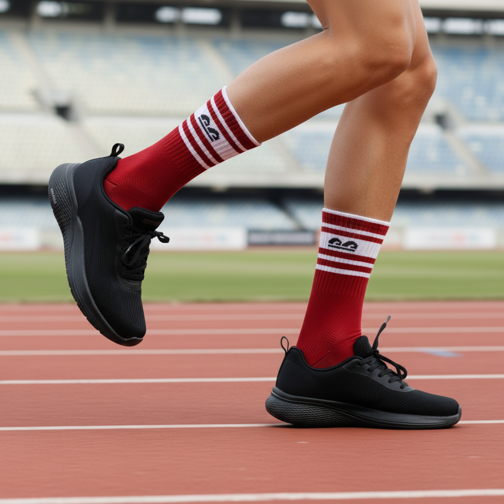 Royal Crimson crew socks pack of 3 – red and white textured soft cotton blend-The  Sock Street.