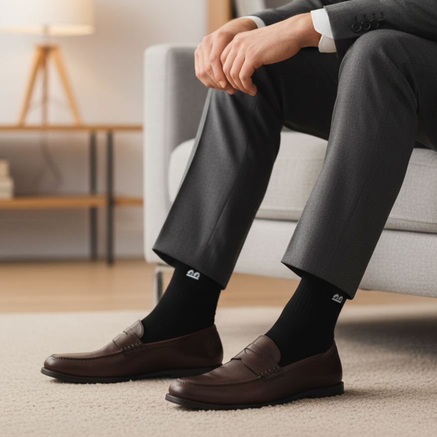 Formal Everyday Crew Socks-Black Pack of 6