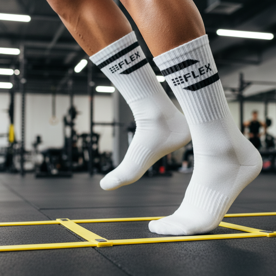 Sports GYM 10 Crew Socks-White Pack of 5