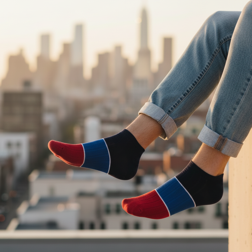 Multicolor ankle socks from The Sock Street, soft and breathable bamboo comfort. 