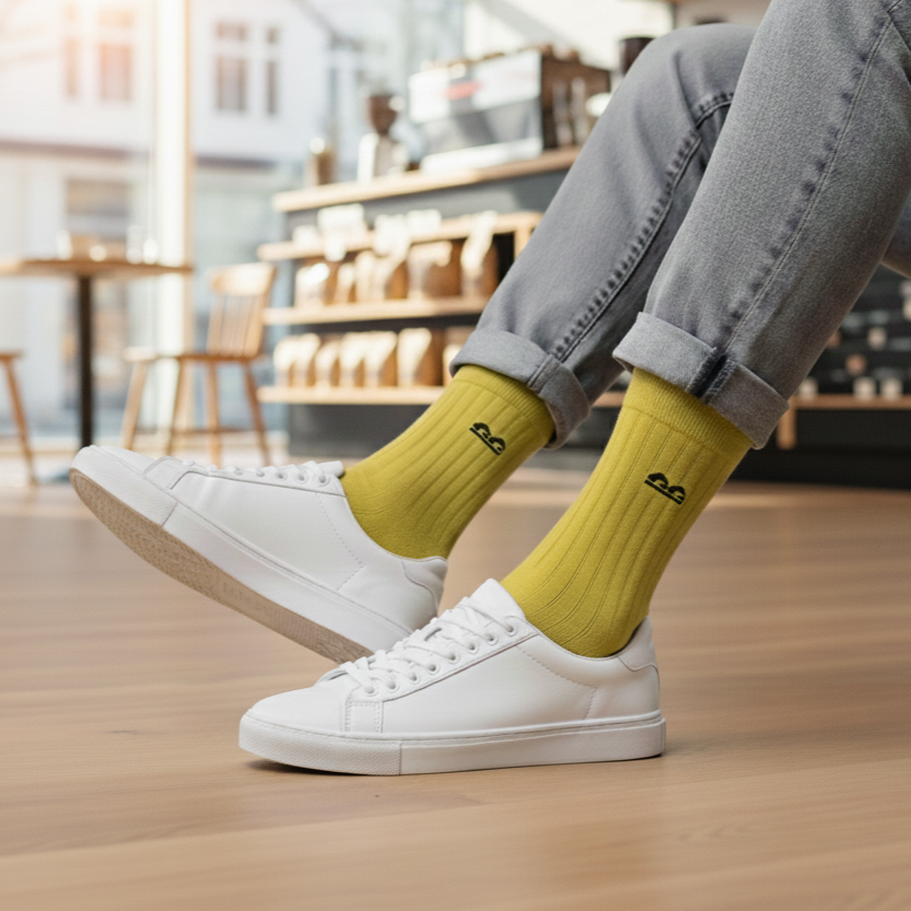 Yellow formal bamboo crew socks-Multicolor pack of 3-The Sock Street. Ultra-Soft and durable everyday wear.