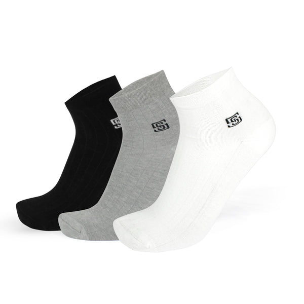 Men's Ankle socks Pack of 3 White/Grey/Black…