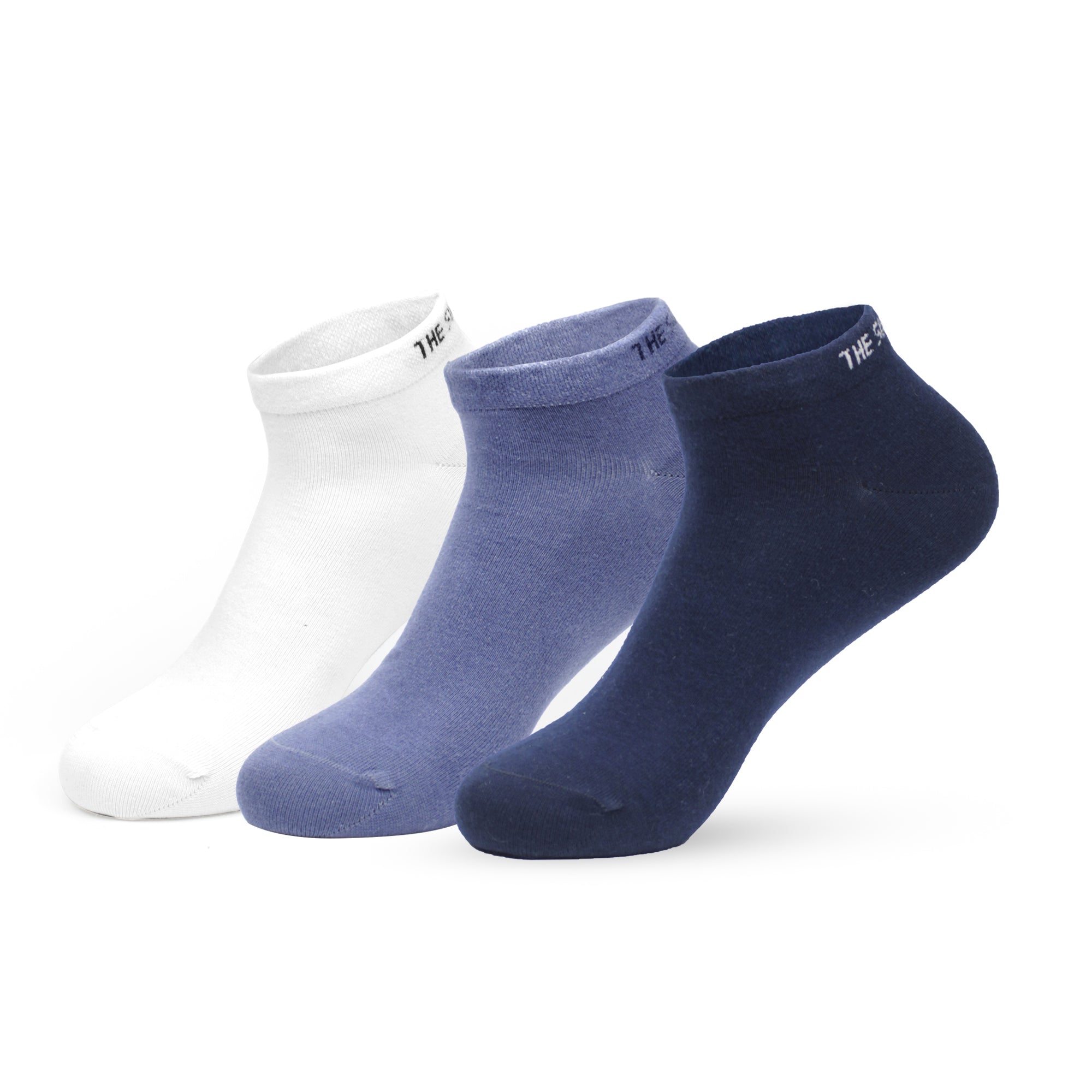 Denim multicolor ankle socks blue, black and white at The Sock Street, soft and comfort feel on feet.
