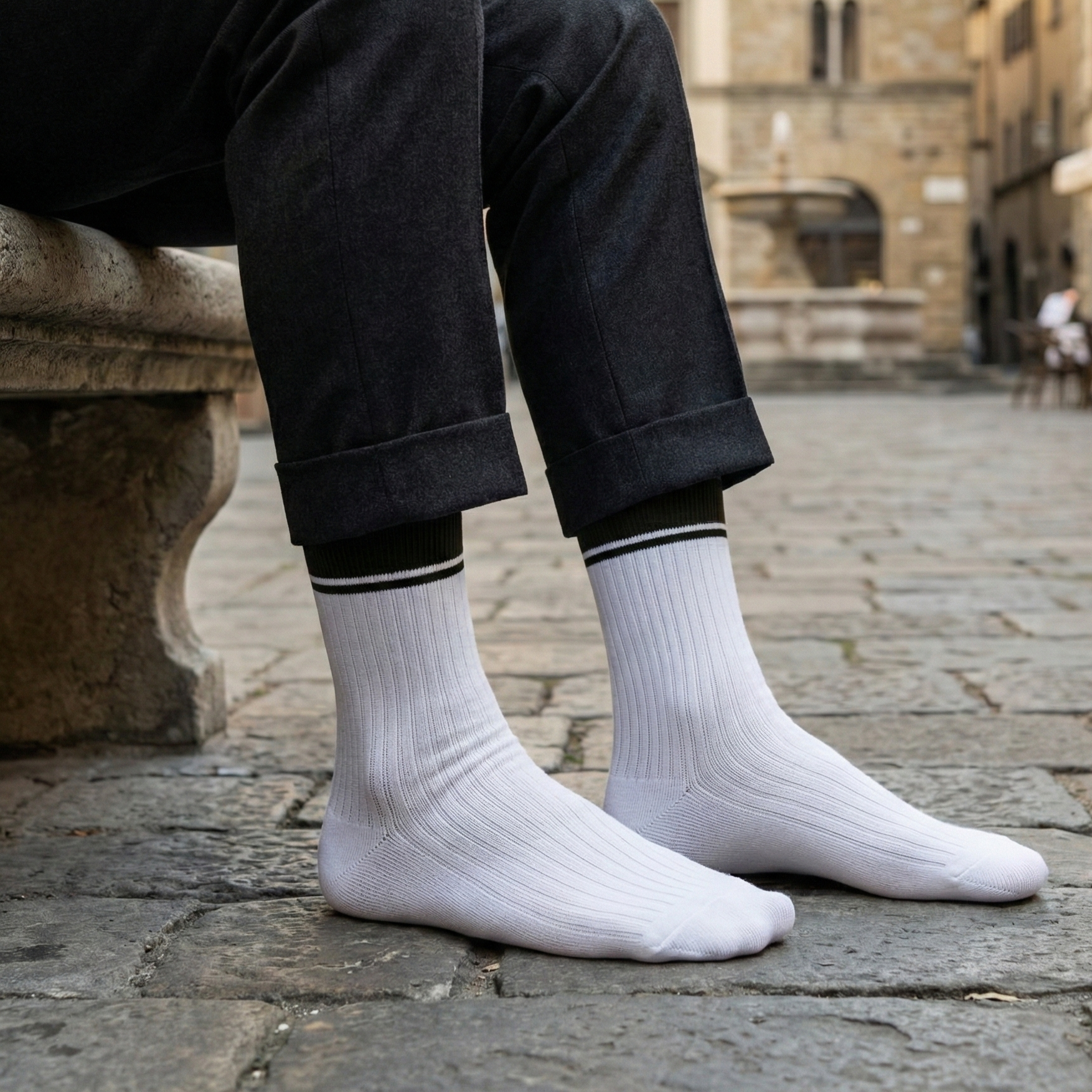 Formal Everyday Crew Socks-White Hues Pack of 3