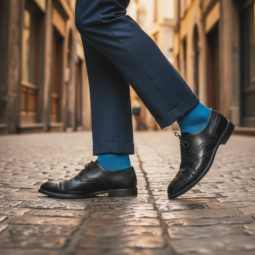 Blue formal crew socks with bamboo softness and comfort from The Sock Street.