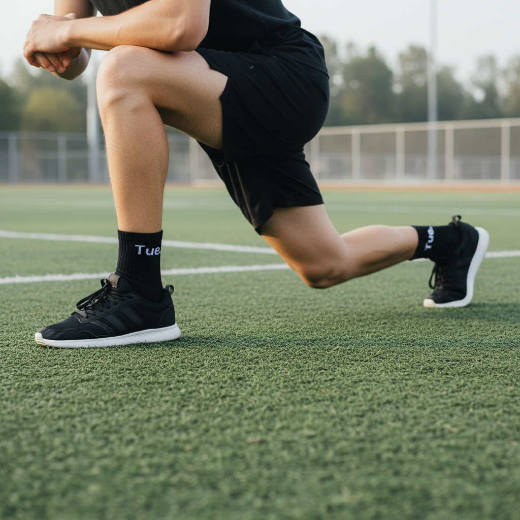 Black ankle socks ‘Tue’ text—soft cotton blend, designed for gym and daily wear - The Sock Street.
