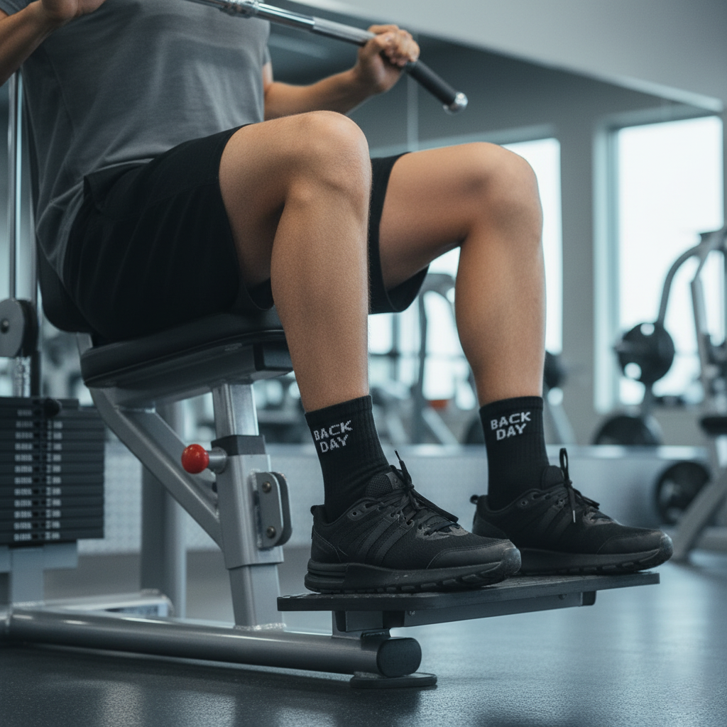Black ankle socks 'back day' text , soft cotton blend, durable for gym days from The Sock Street.