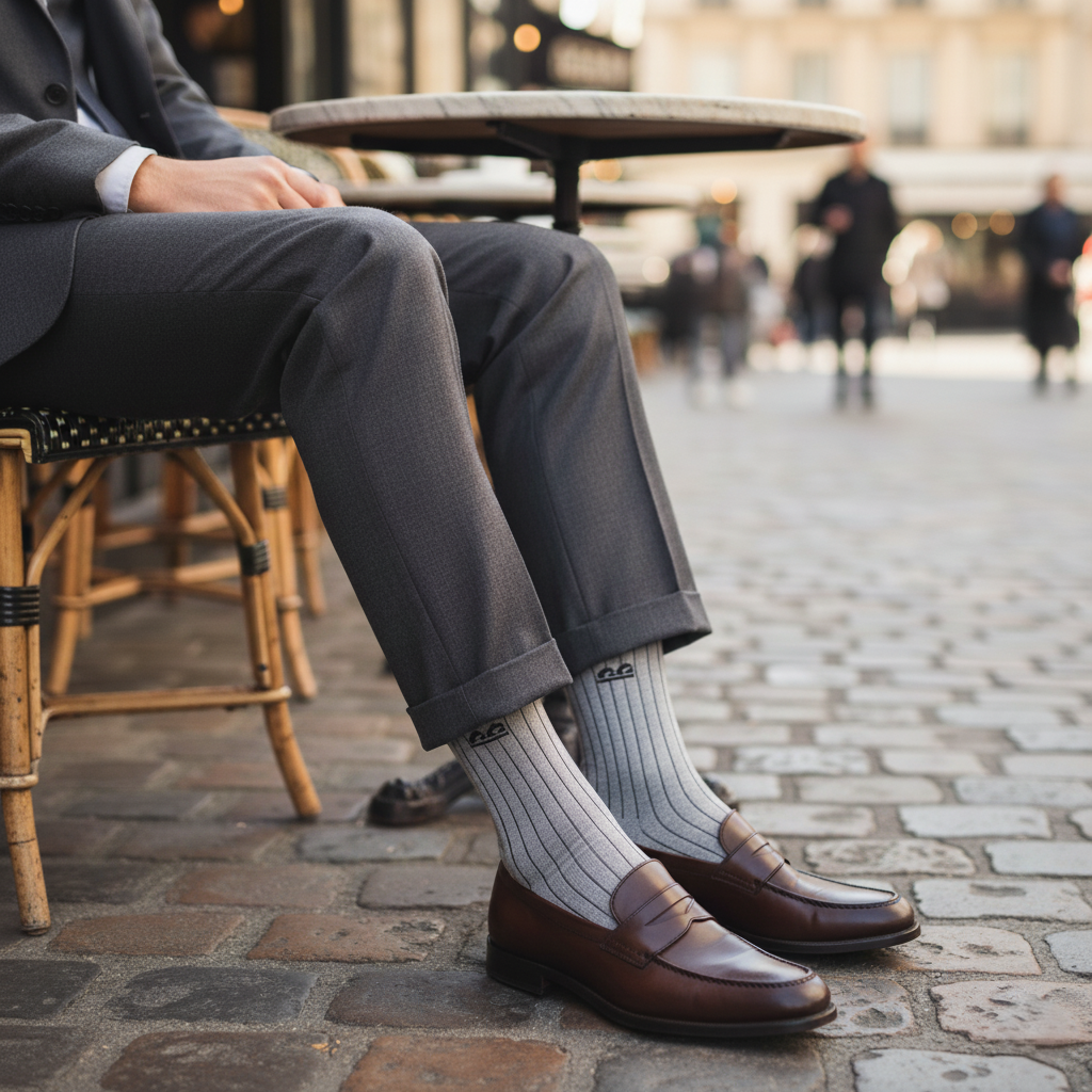 Formal Design Crew Socks-Muted Greys Fine Rib Pack of 3