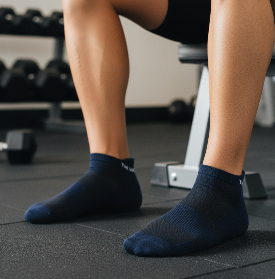 Blue solid ankle socks classic monochrome pack of 3, silky soft feel wiith bamboo, perfect for daily wear - The Sock Street.