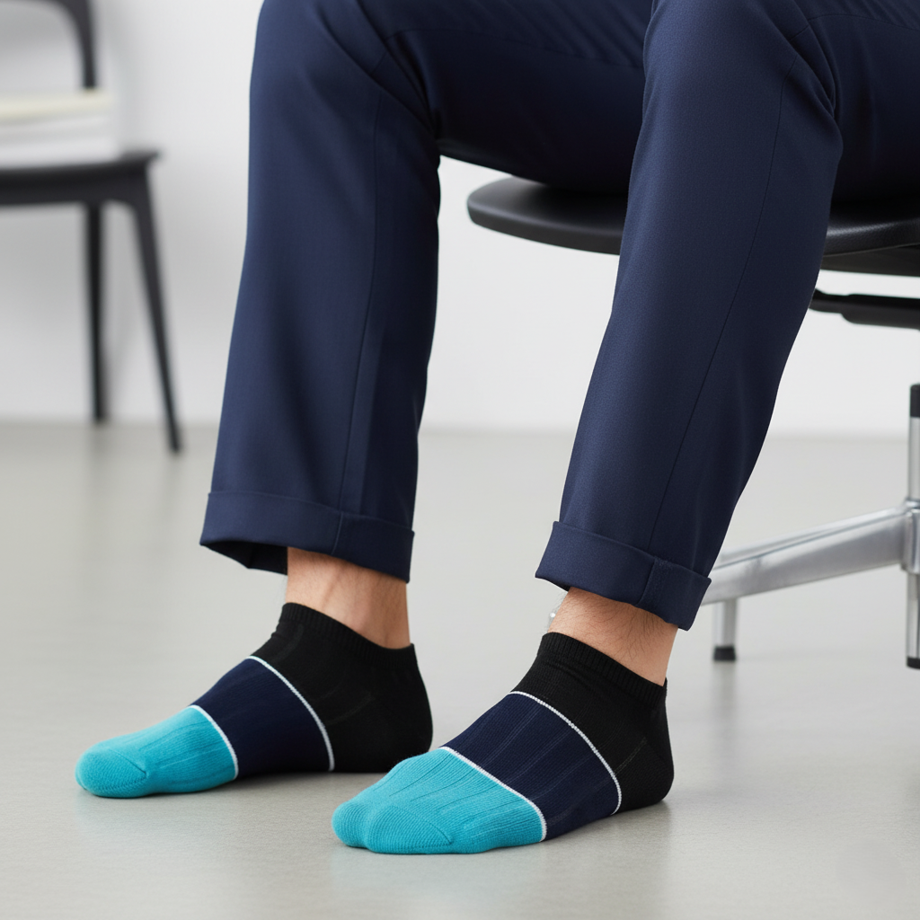 Multicolor ankle socks from The Sock Street, soft and breathable bamboo comfort. 