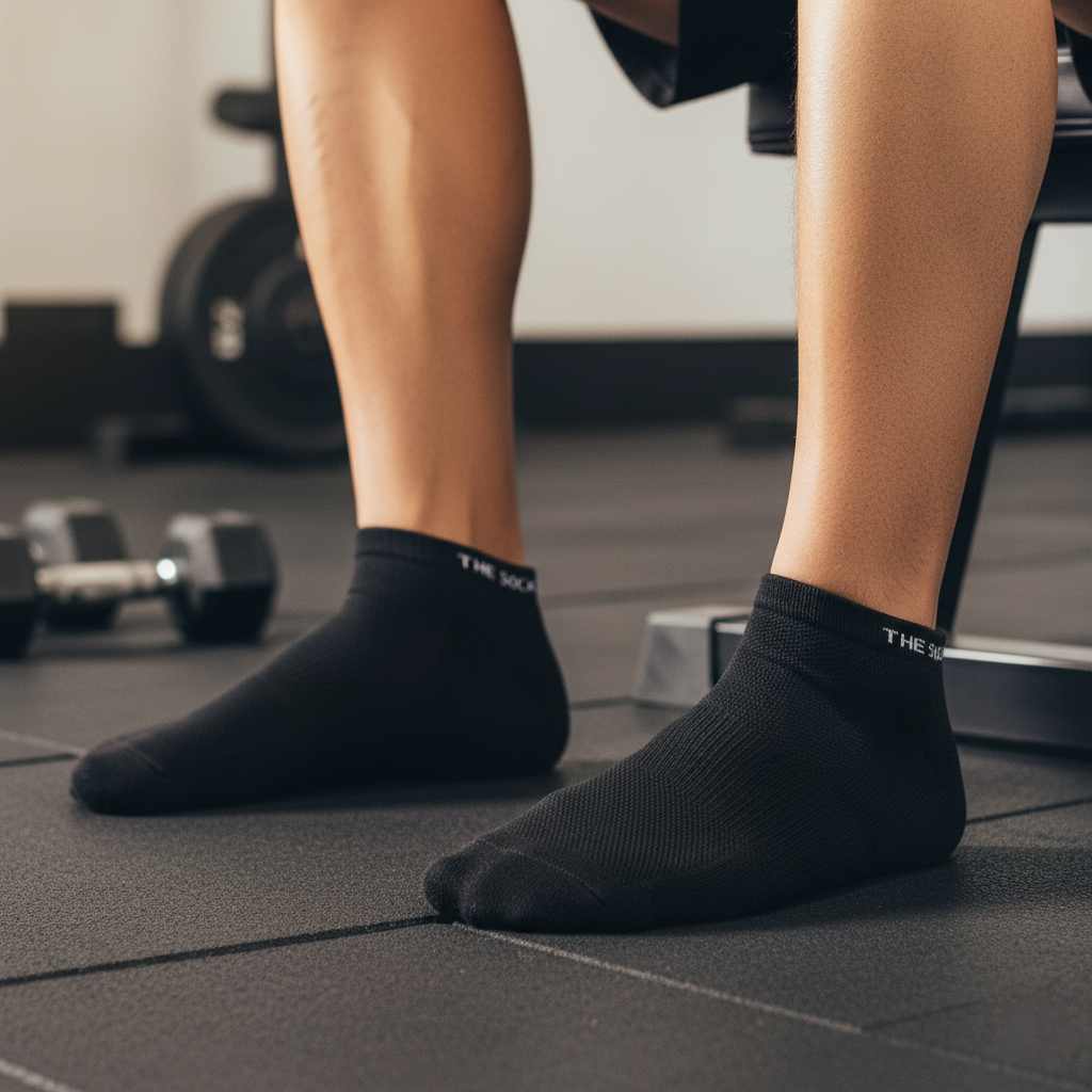 Black ankle socks, softness and comfort of bamboo during workouts- The Sock Street.