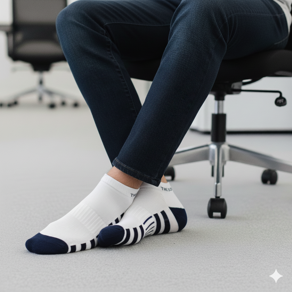 Blue stripe ankle socks, premium bamboo softness and comfort - The Sock Street.