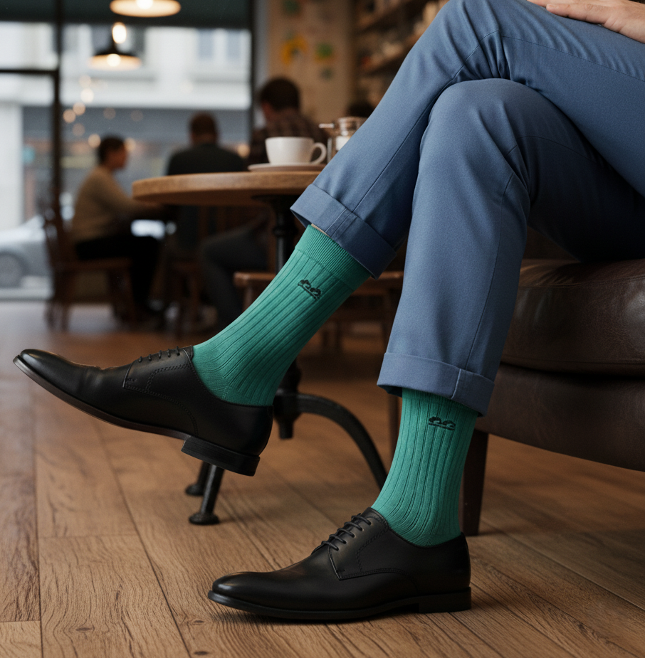 Green formal bamboo crew socks - multiicolor pack of 3. Crafted for comfort and durable daily wear-The Sock Street.