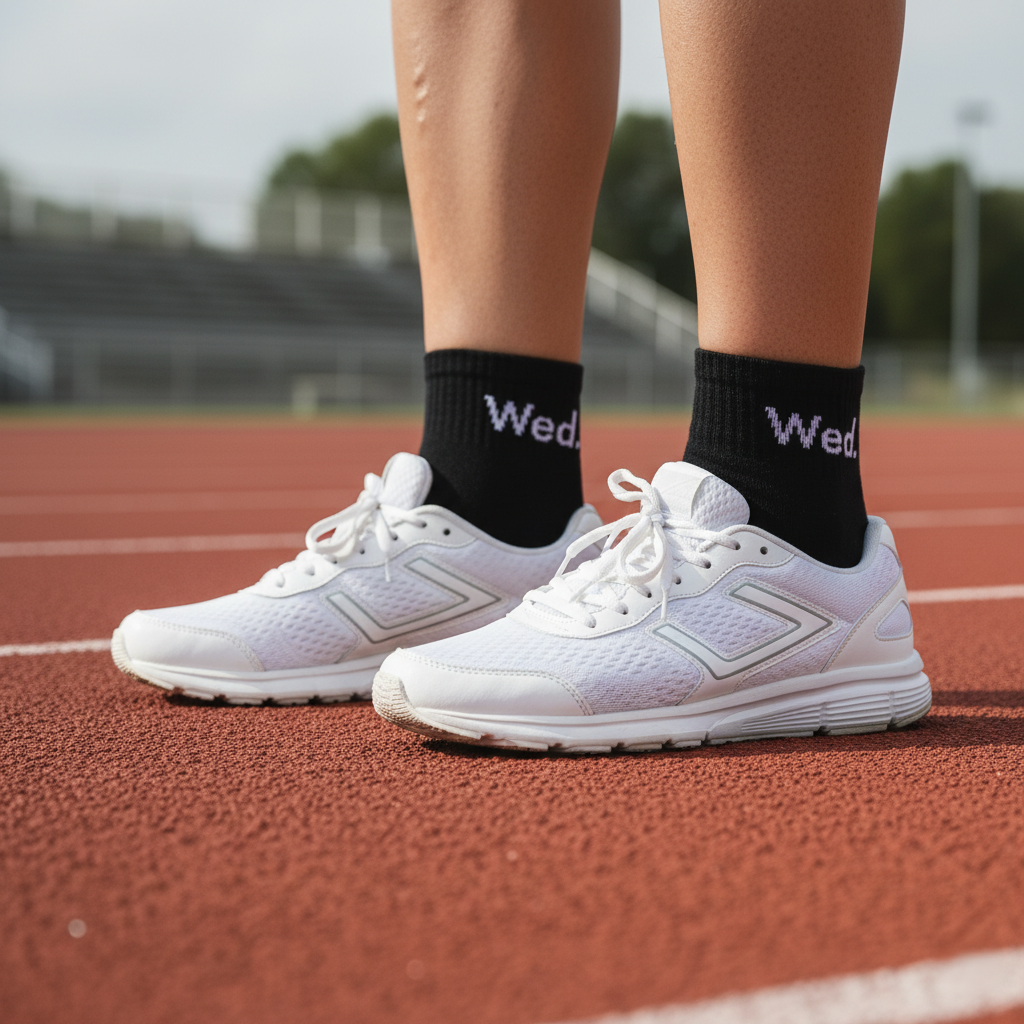 Black ankle socks ‘Wed’ text—soft cotton blend, designed for gym and daily wear - The Sock Street.