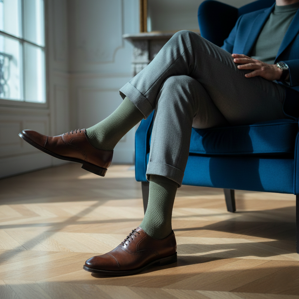 Green formal crew socks, with premium mercerised cotton comfort and softness from The Sock Street.