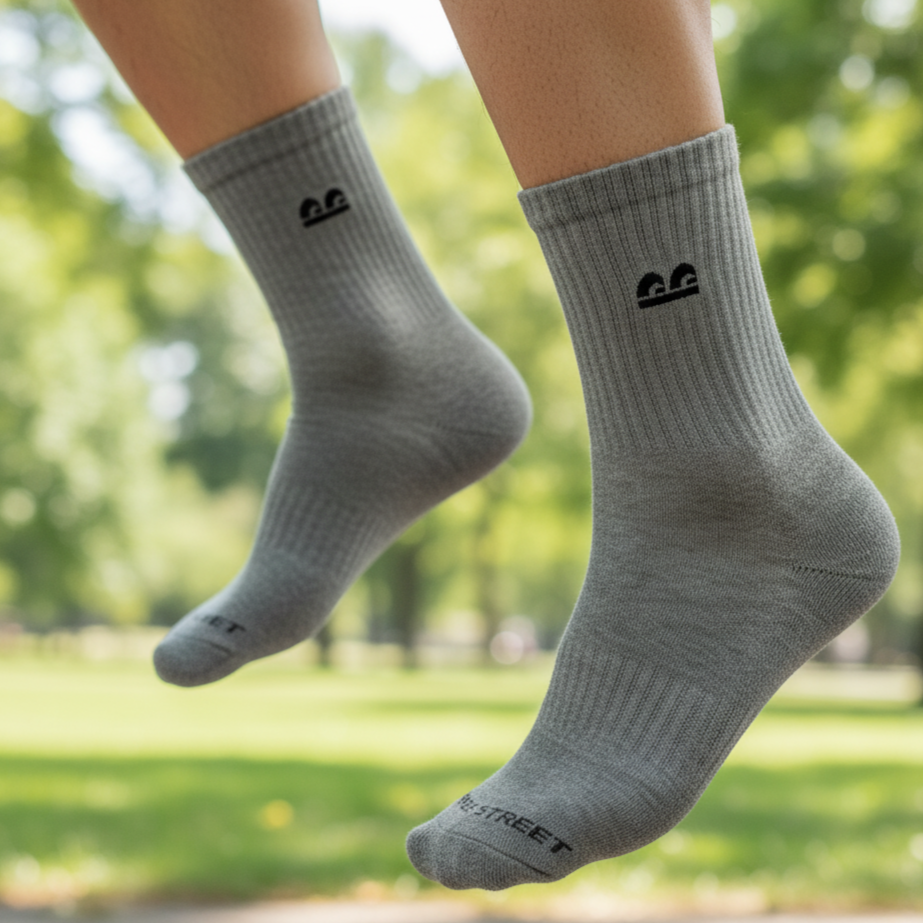 Sports Running Crew Socks-Classic Monochrome Pack of 6