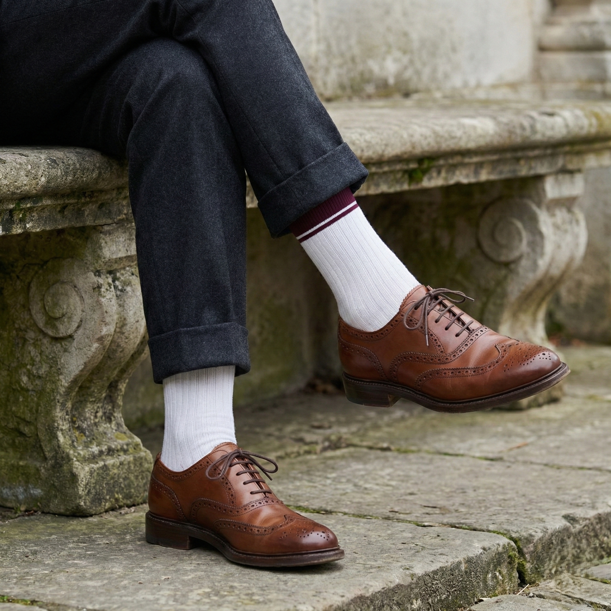 Formal Everyday Crew Socks-White Hues Pack of 3
