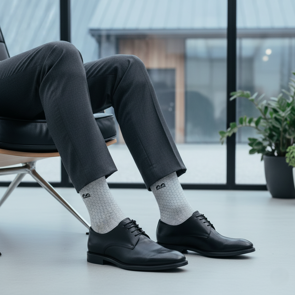 Formal Design Crew Socks-Muted Greys Honeycomb Pack of 3