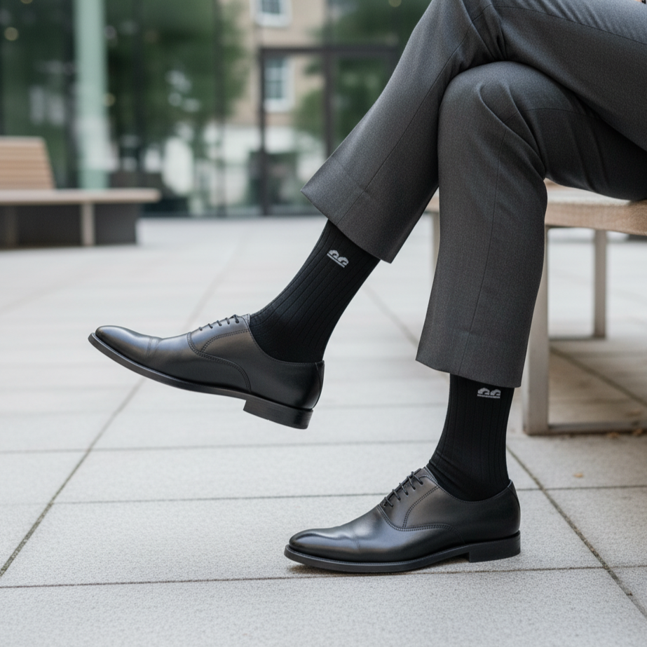 Formal Design Crew Socks-Muted Greys Fine Rib Pack of 3