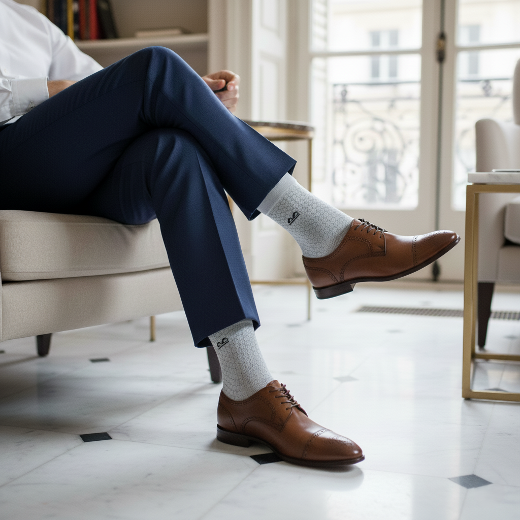 Formal Design Crew Socks-Muted Greys Honeycomb Pack of 3