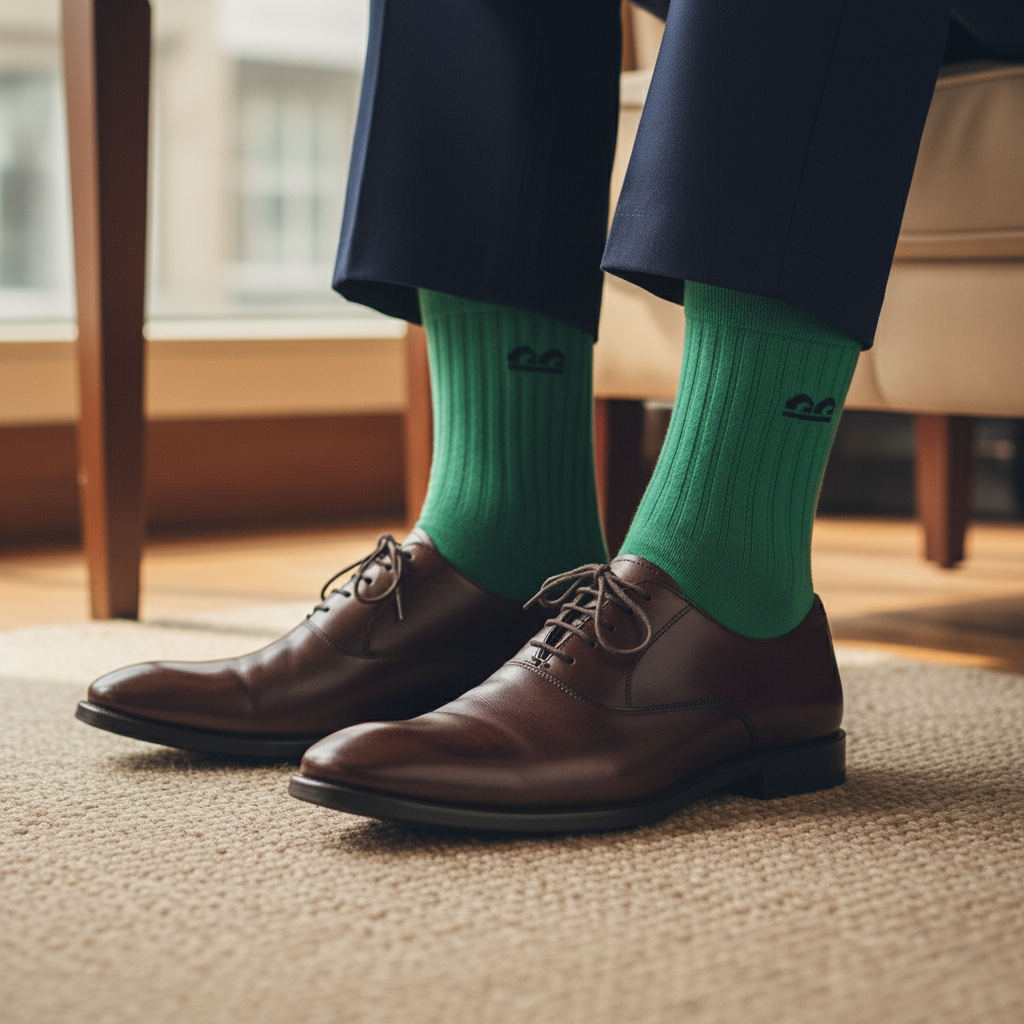 Green formal crew socks-Multicolor pack of 3 from The Sock Street. Cotton blend, durable for daily dear.