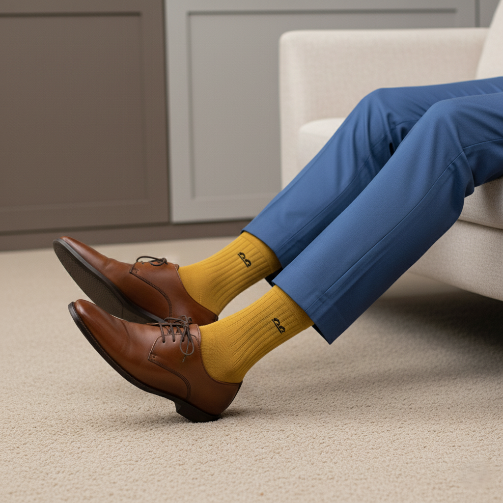 Yellow formal bamboo crew socks - multiicolor pack of 3. Crafted for comfort and durable daily wear-The Sock Street.