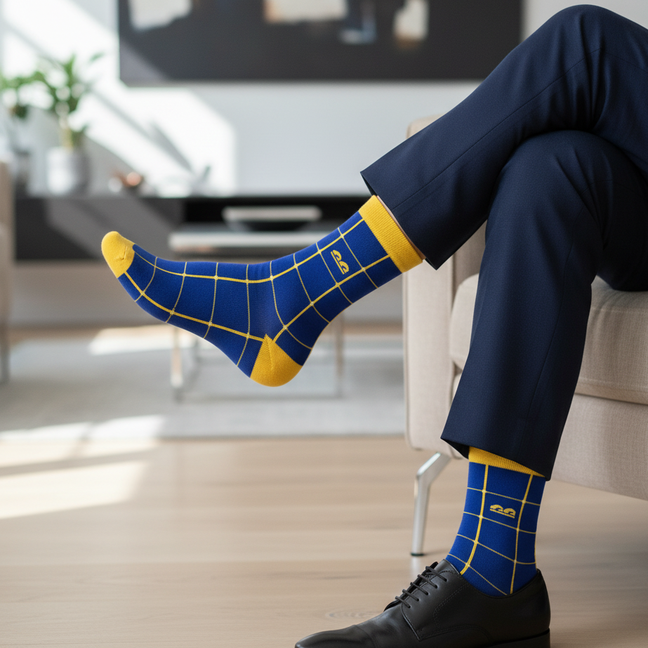 Formal Everyday Crew Socks-Fiery Blue Pack of 3