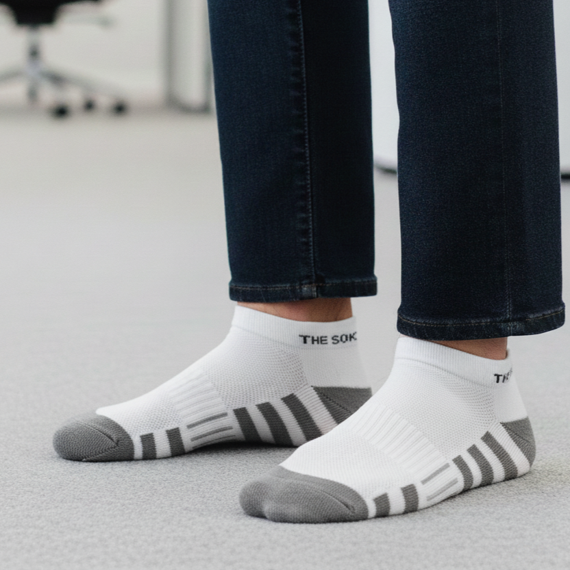 Grey stripe ankle socks, premium bamboo softness and comfort - The Sock Street.