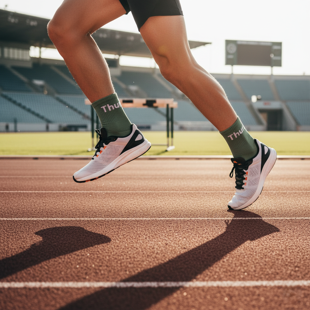 Green ankle socks ‘Thur’ text—soft cotton blend, designed for gym and daily wear - The Sock Street.