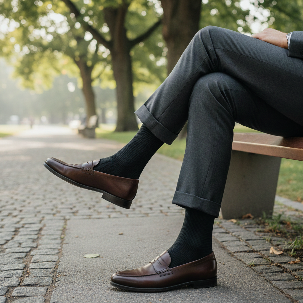 black formal crew socks, with premium mercerised cotton comfort and softness, ideal for office from The Sock Street.