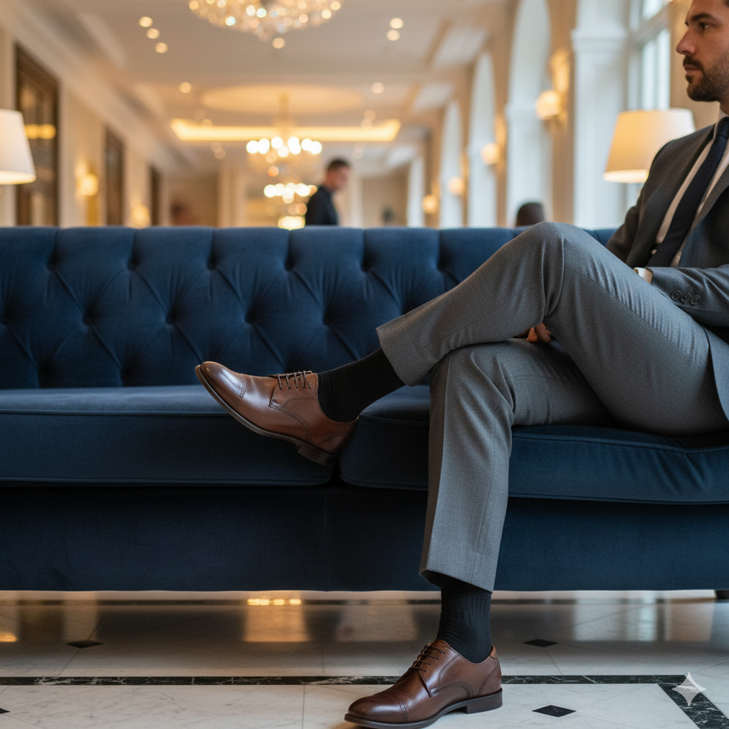 Black formal crew socks, premium bamboo comfort, ideal for office from The Sock Street.