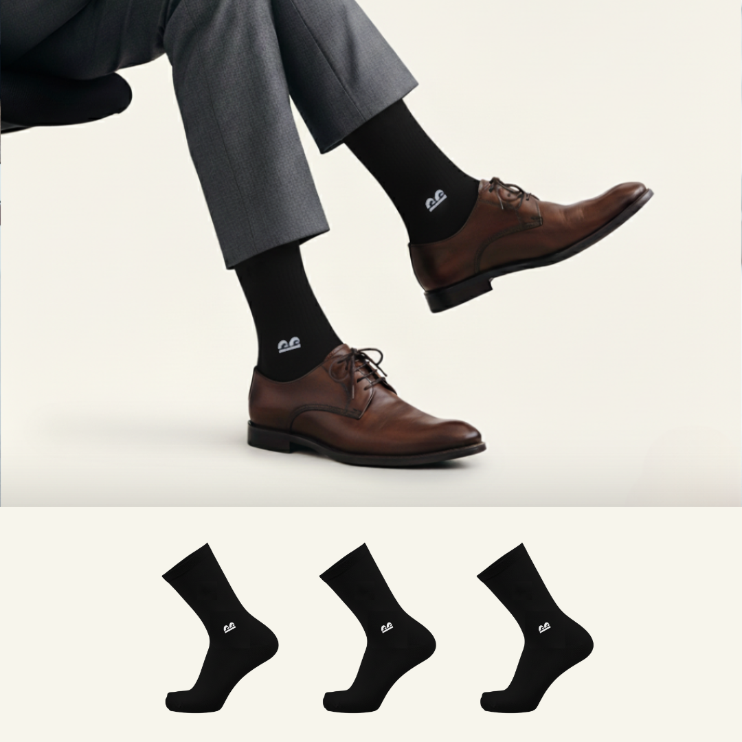 Formal Everyday Crew Socks-Black Pack of 3