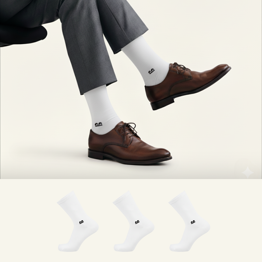 Formal Everyday Crew Socks-White Pack of 3