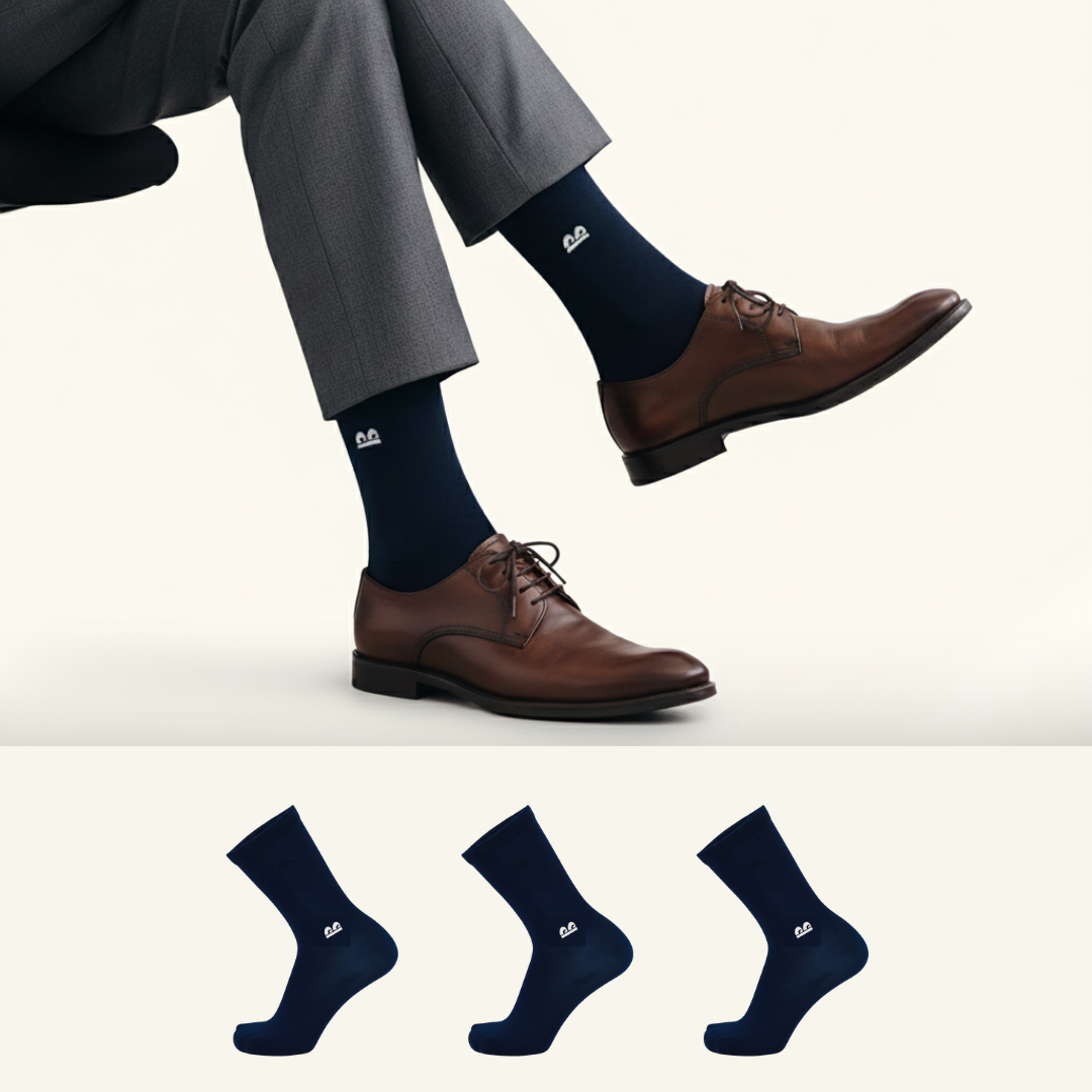 Formal Everyday Crew Socks-Blue Pack of 3