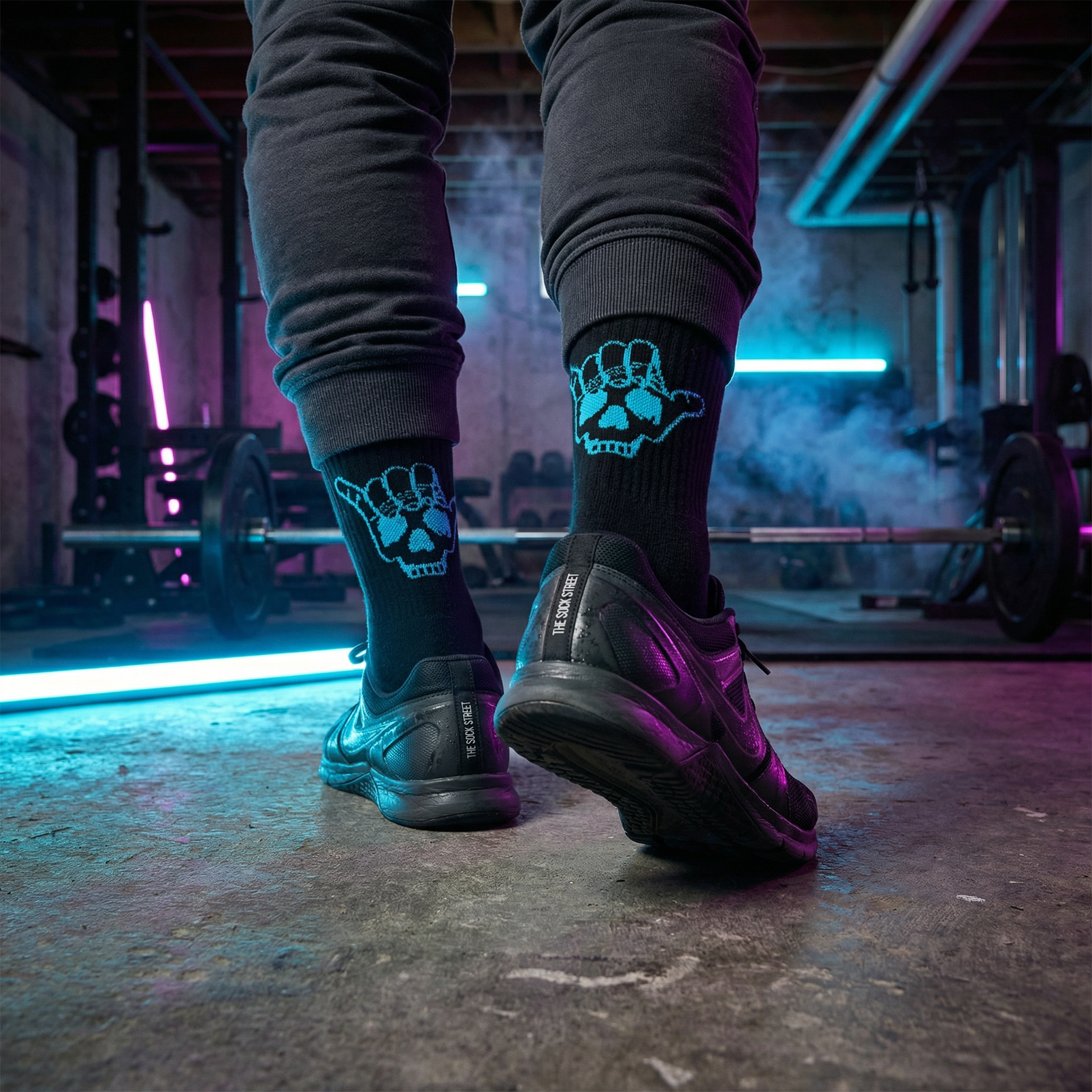 Design Everyday Crew Socks & Wristband - Neon Skull Combo Pack of 10