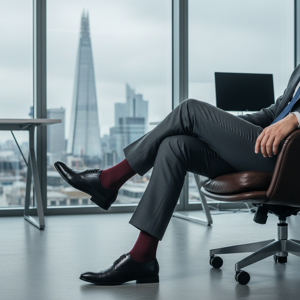 Maroon formal crew socks, with premium mercerised cotton softness and comfort, ideal for office from The Sock Street.