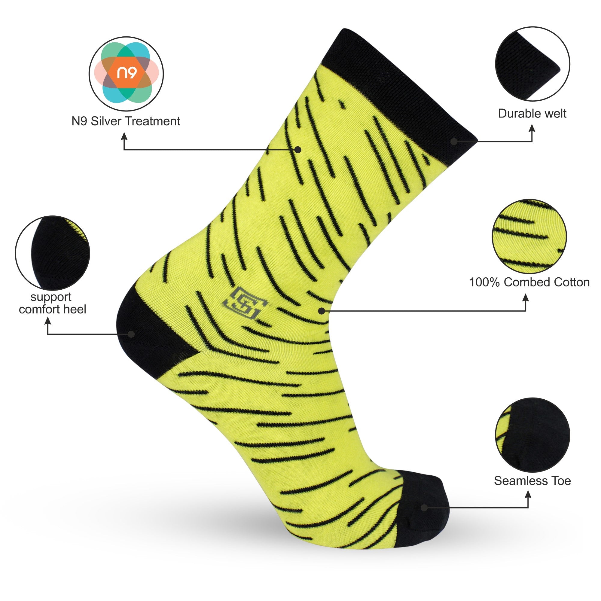 Design Classic Diagonal Crew Socks-Green Pack of 1