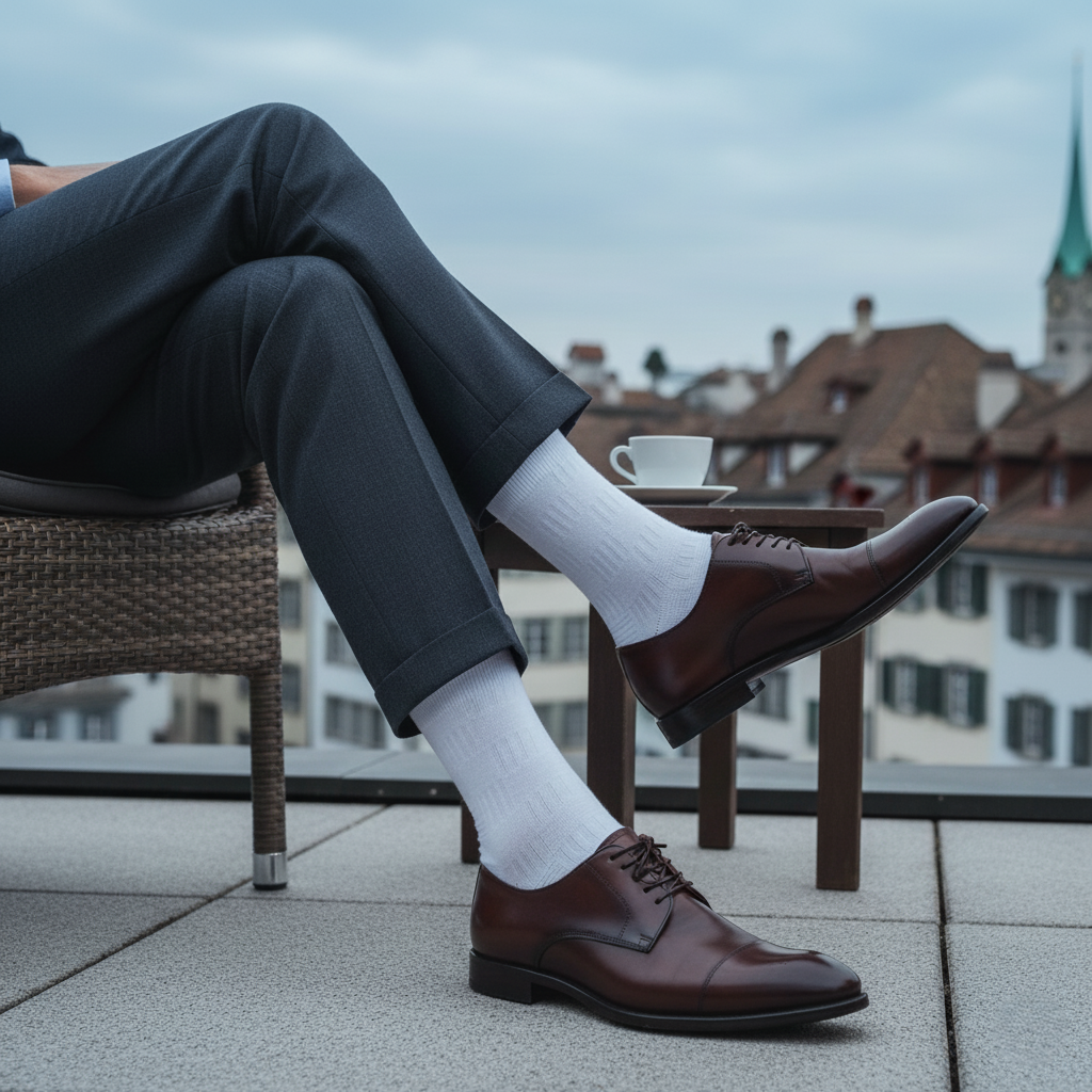 White formal crew socks, premium bamboo comfort, ideal for office and daily wear from The Sock Street.