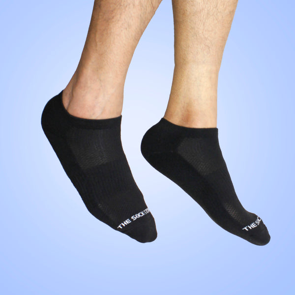 Men Sports Cushioned Ankle Socks- Black (6 Pair)