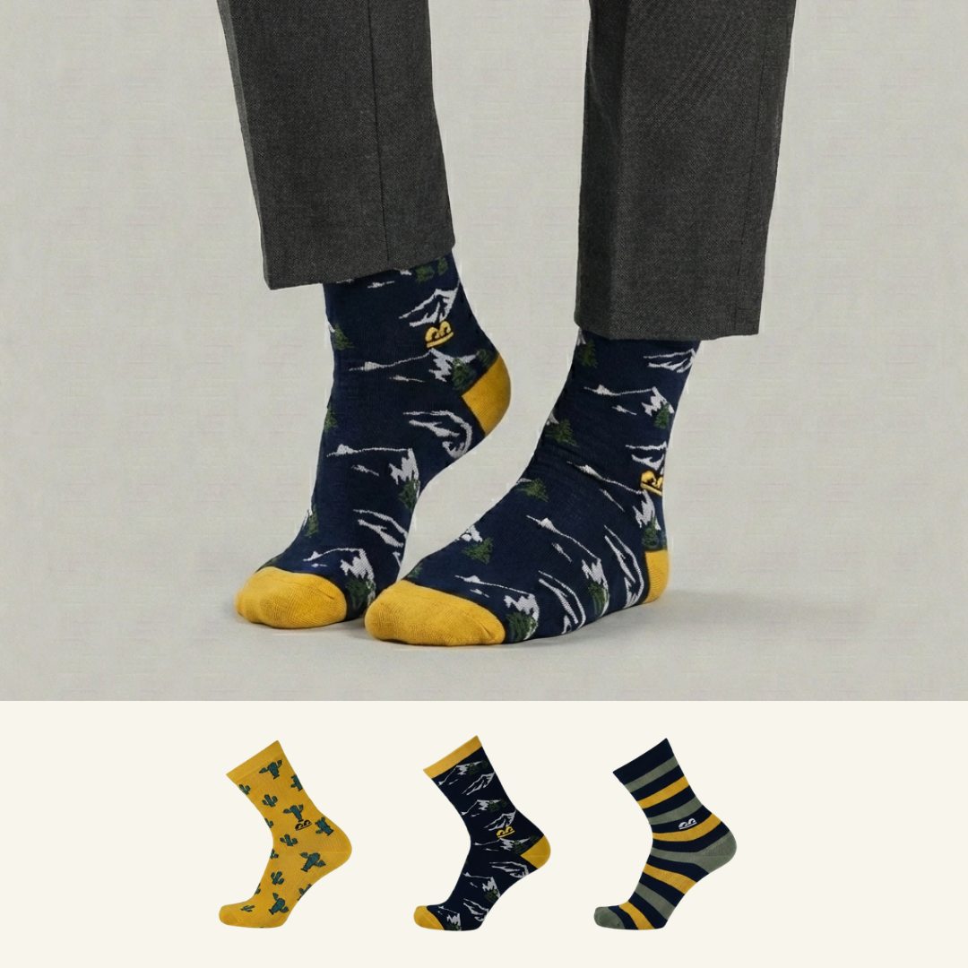 Design Happy Trails Trio Crew Socks-Multicolor Pack of 3