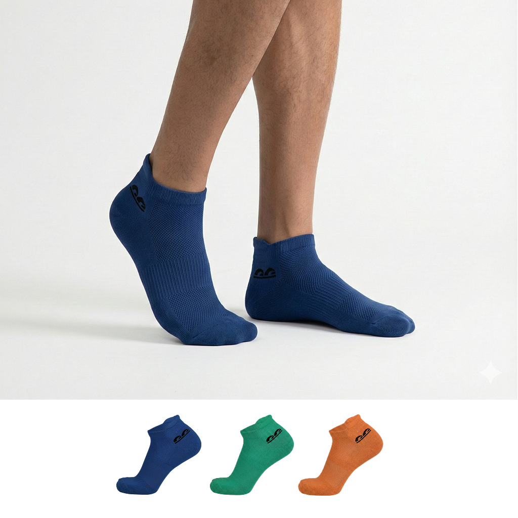 Sports Running Ankle Socks-Citrus & Sea Pack of 3