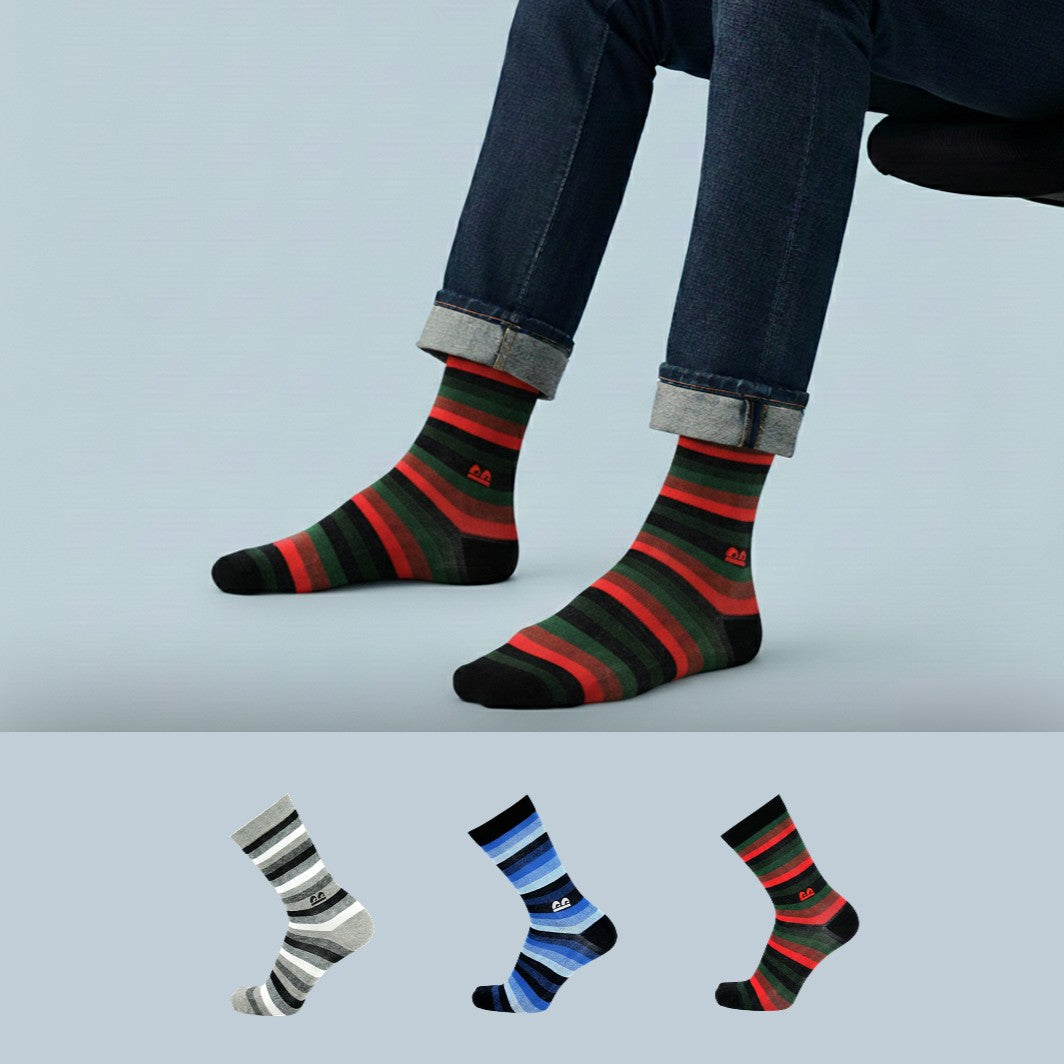Design Dazzler Dark Crew Socks-Multicolor Pack of 3