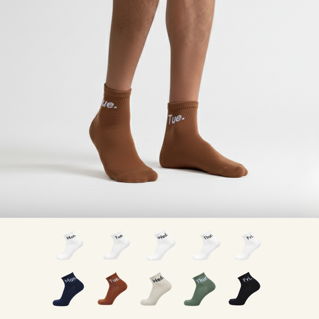 Multicolor weekly ankle socks pack of 10 from The Sock Street, soft, vibrant assorted hues on a soft cotton, and comfortable on feet.