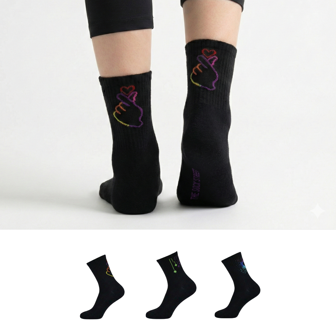Design Everyday Ankle Socks-Love Drip: K-Edition Dark Pack of 3